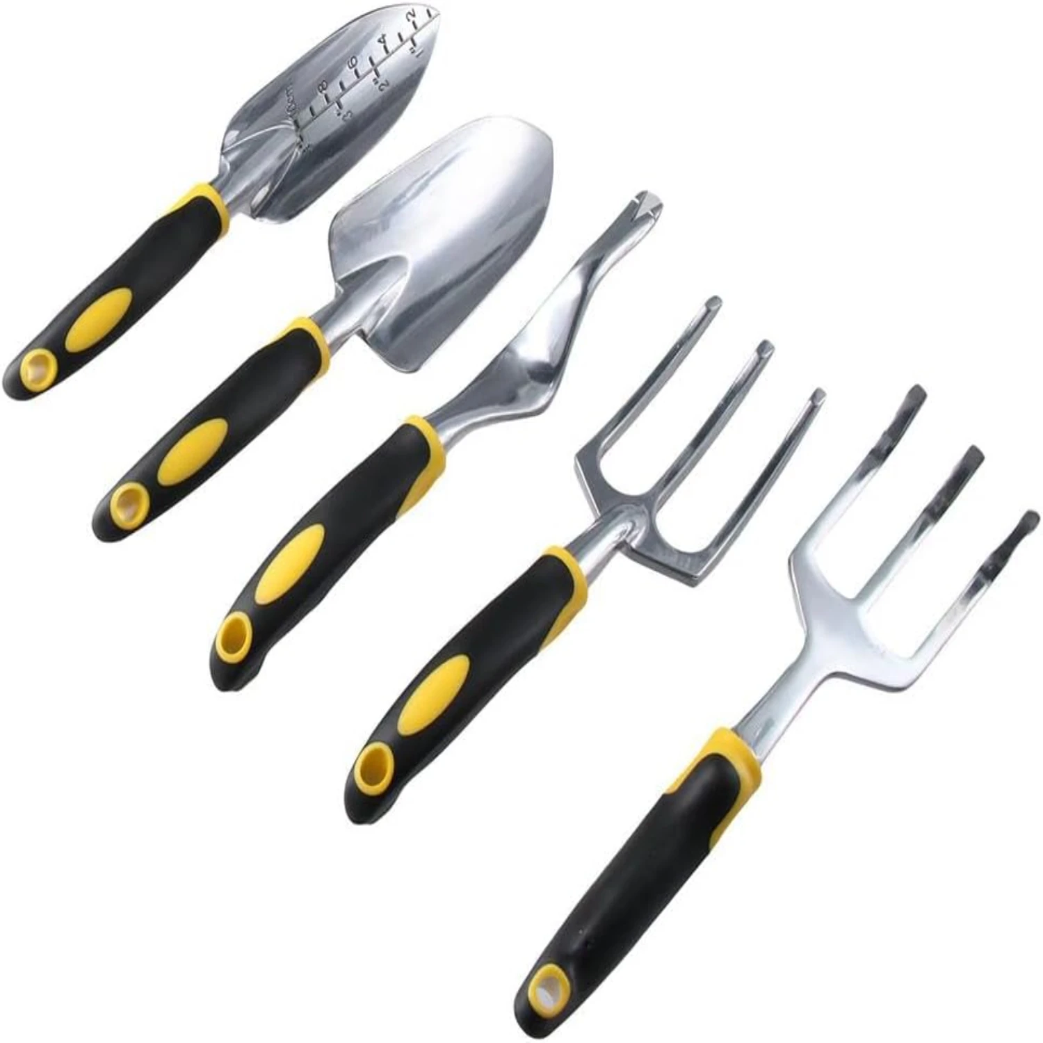 Yellow Heavy Duty Gardening Tool Set with Ergonomic Handle for Men and Women - Non-Slip Design - 5 Pieces of High-Quality Alumin