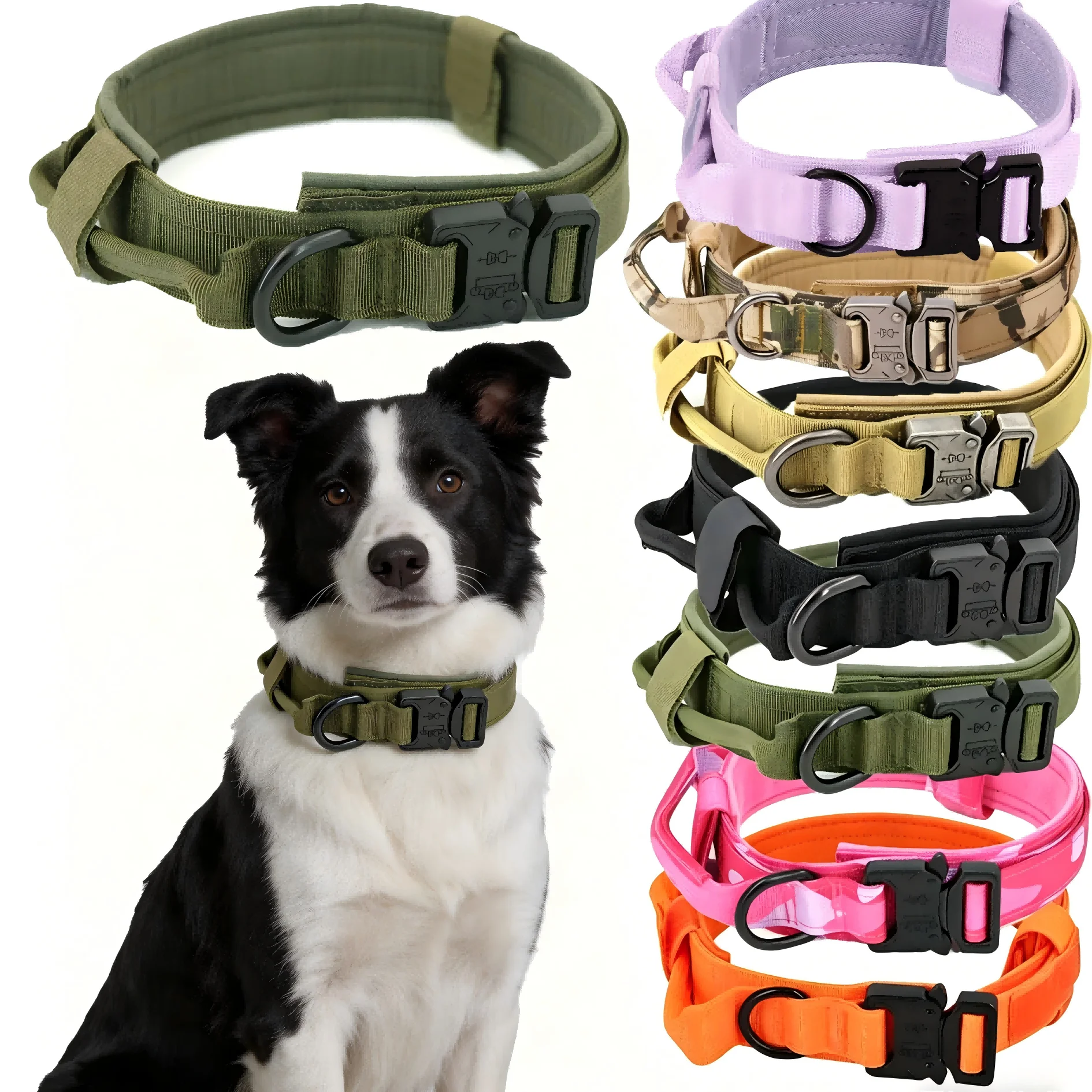 Tactical Dog Collar Adjustable Nylon Dog Supplies With Heavy Duty Metal Buckle Durable Training Collar For Medium And Large Dogs