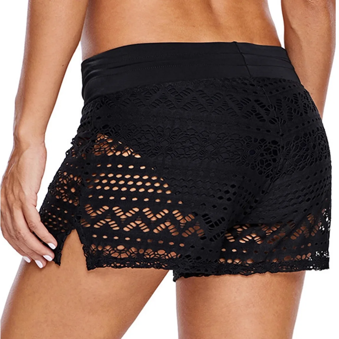 

Faionable Lace Qui Dry Короткие купальные костюмы с высокой талией Женские сексуальные подтяжки с открытым разрезом Четыре угла Горячие источники Консервативные H...