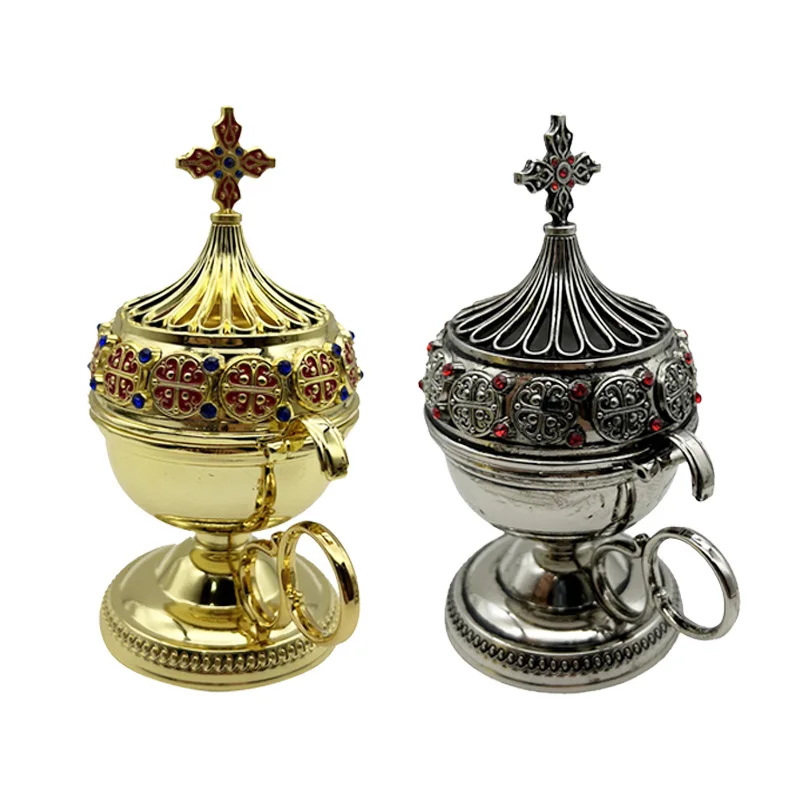 Orthodox Censer Gold Silver Incense Burner Jesus Christian Catholic Decor Church Religious Supplies turibulo incensario católico