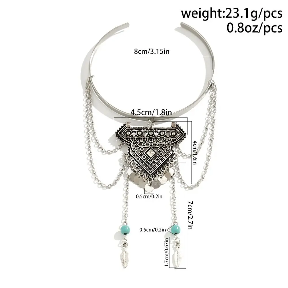 لطيف البوهيمي نمط واسعة غير النظامية المفتوحة الإسورة الفضة شرابة معدنية الذراع سلسلة سبيكة قبعات رعاة البقر الغربية نمط الكفة أساور النساء