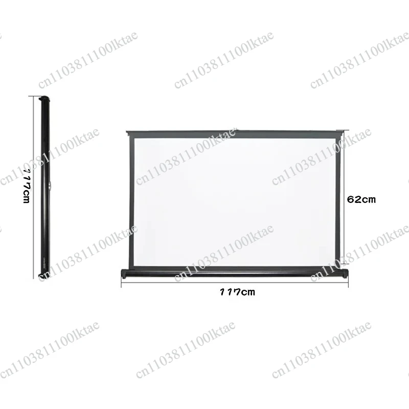 50'' Portable Projector Screen Tabletop Screen HD 16:9 Projection Pull Up Foldable Stand for Camping Business