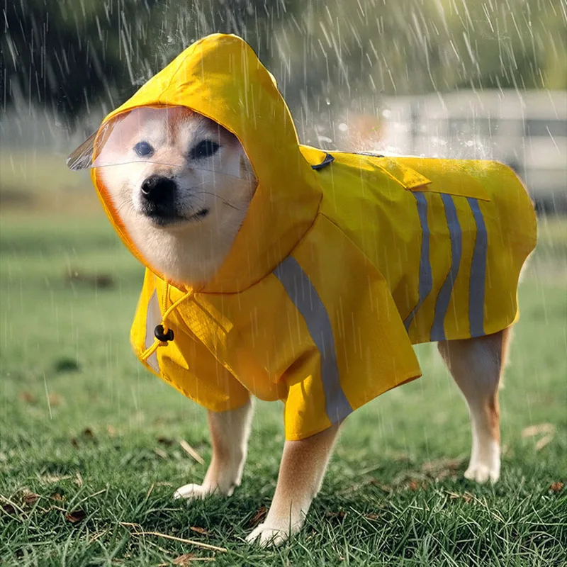

Ветрозащитная водонепроницаемая накидка для собак с прозрачным капюшоном, регулируемый светоотражающий плащ для домашних животных для больших собак Chubasquero Perro