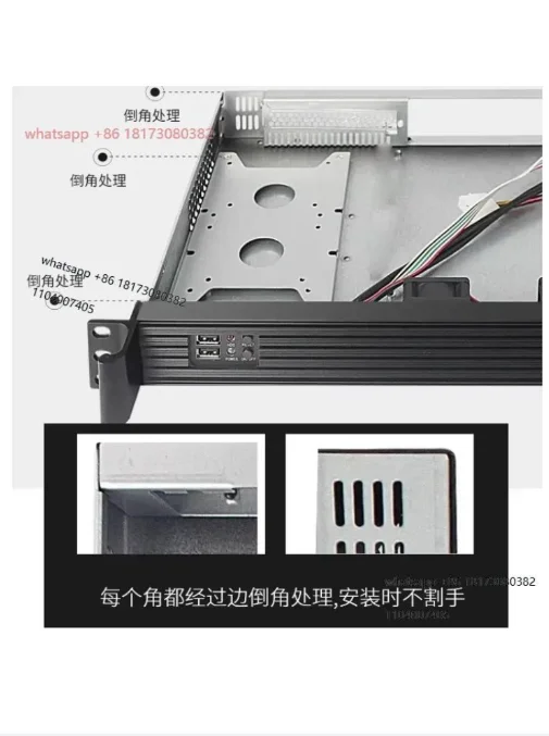 for 1U industrial control chassis short 250MM 17x17itx motherboard small 1U power supply aluminum panel firewall monitoring