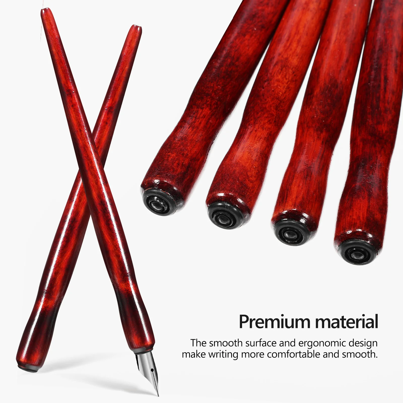 12 Pcs Nice Holder Hover Pen Clear Red Ballpoint Dip Pens For Writing Supplies Ink