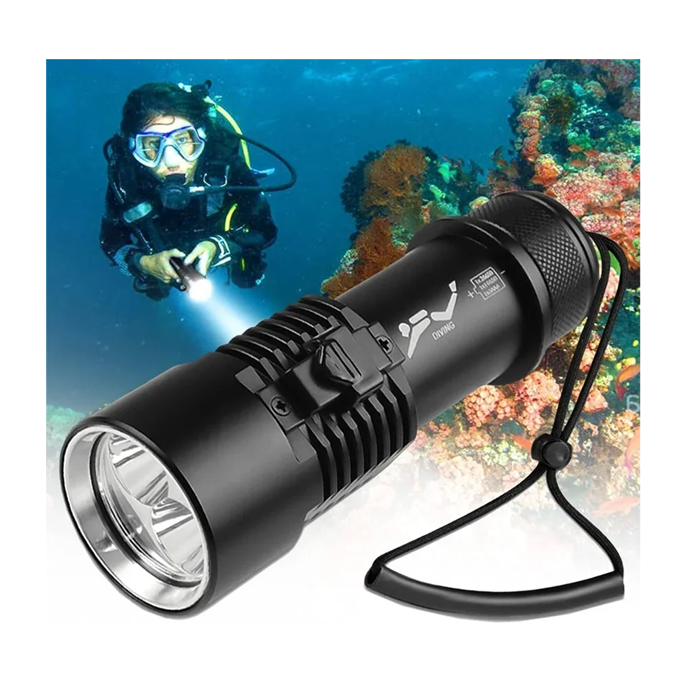 

Seafrogs Custom IPX8 Waterproof Aluminum Scuba Diving Flashlight 2 Lighting Modes (White + Yellow Light)