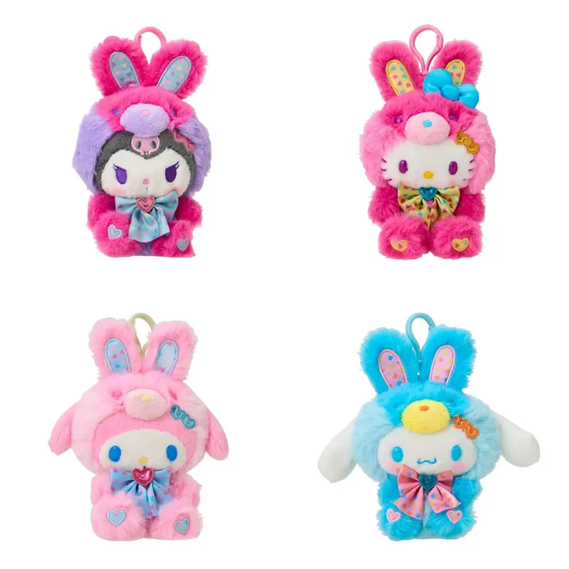 

Новый японский Sanlio, пасхальный Радужный кролик, серия одеваний Kuromi Cinnamoroll My Melody, плюшевая игрушка, брелок, подвеска
