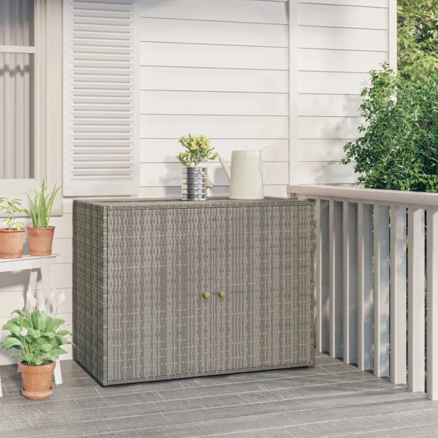 

Garden Storage Cabinet Gray 39.4x21.9x31.5 Poly Rattan
