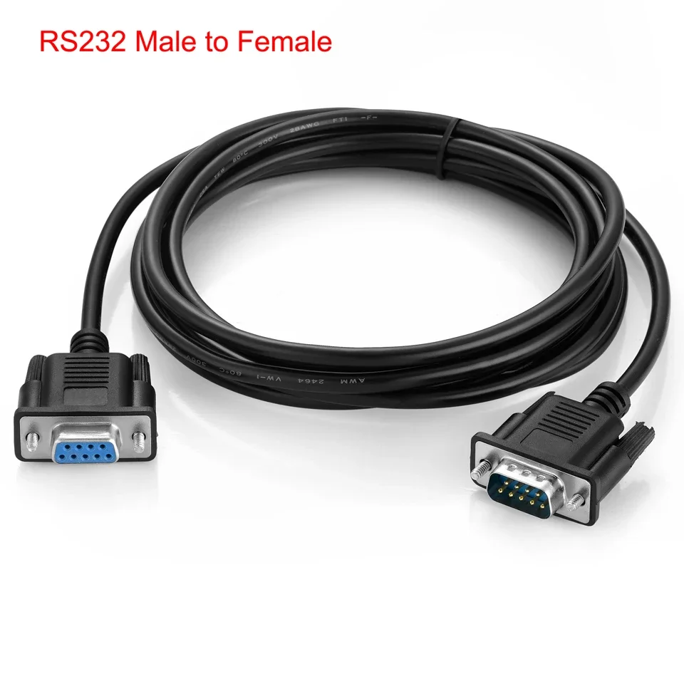DB9 9Pin Serial RS232 Extension Cable Male Female to Male 1.5m 3m 5m 10m Black OD5.0