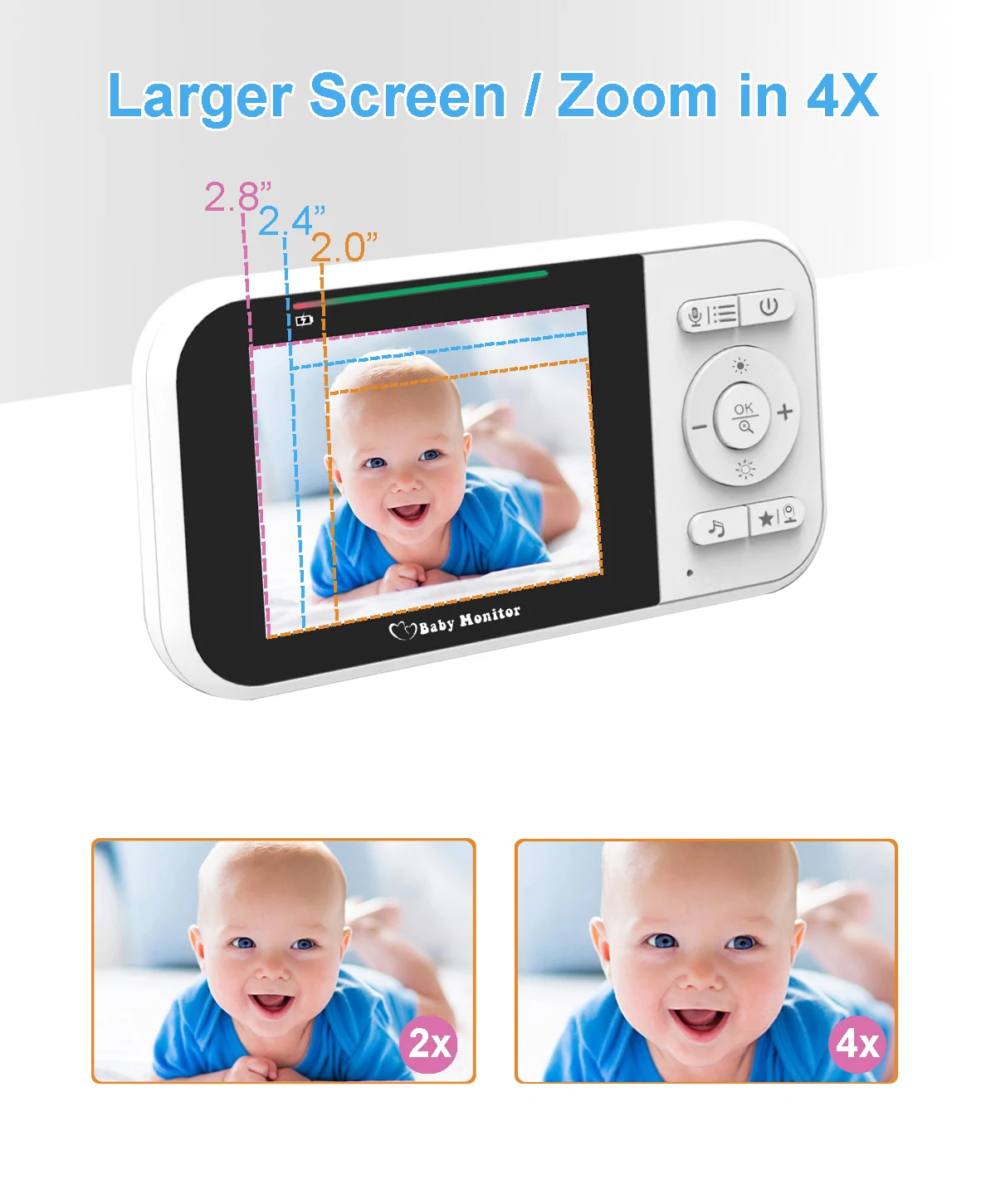 2.8Inch Wireless Long Distance Digital Baby Monitor Temperature Monitoring Lullaby Babysitter Nanny Cam Intercom VOX Baby Camera