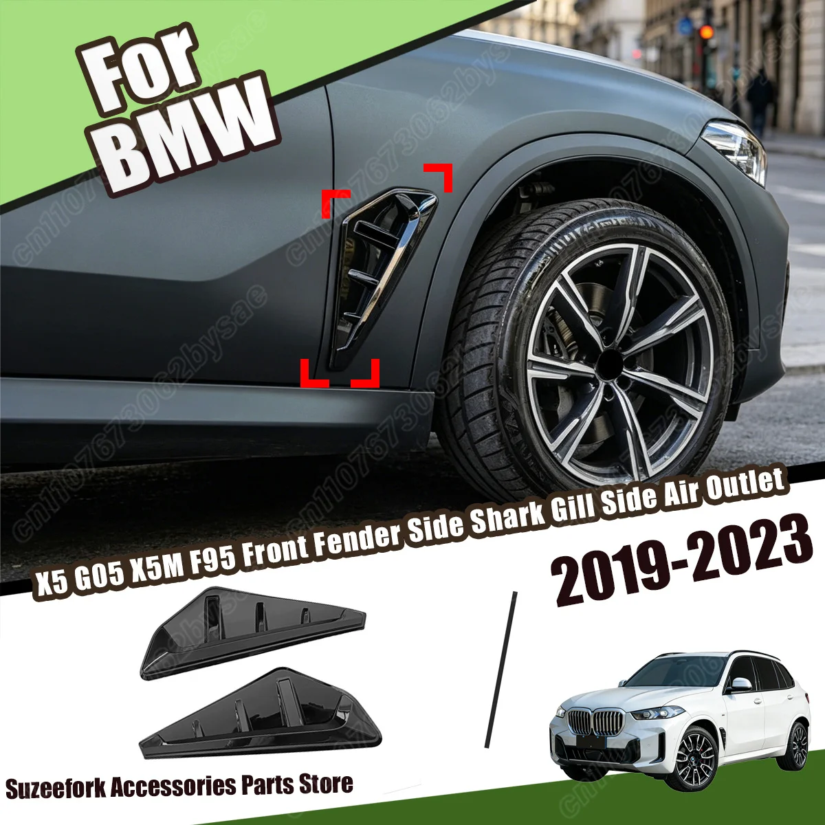 

For BMW X5 G05 X5M F95 2019 2020 2021 2022 2023 Automobile Front Fender Side Shark Gill Side Air Outlet Trim Body Decorate Kit