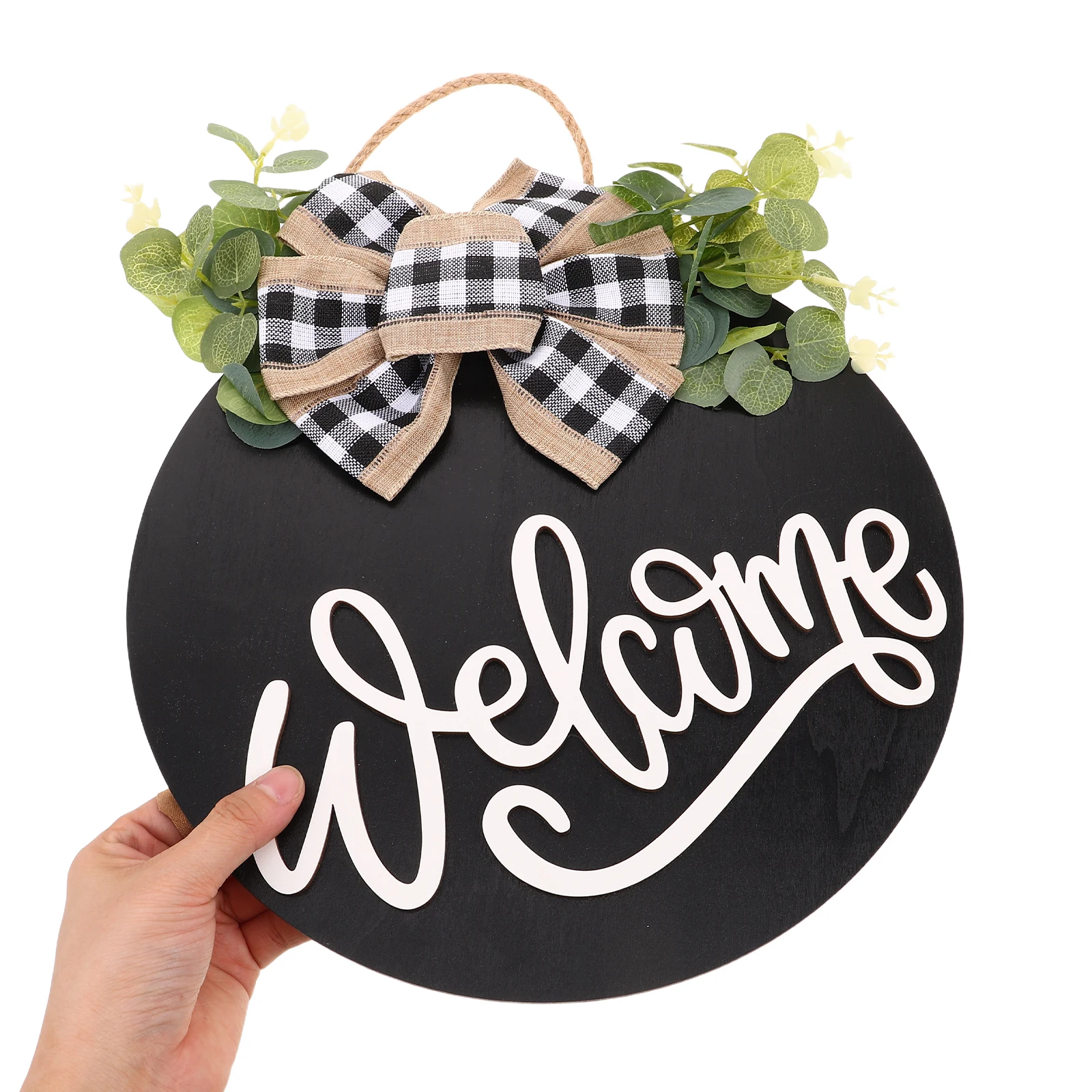 

Front Sign Decor Wreath Wooden Rustic Farmhouse Hanging Black Front Door Hanging Sign Entrance Door
