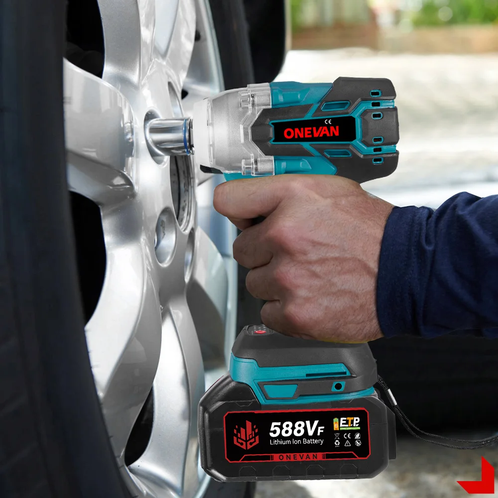 ONEVAN 520N.M Brushless Electric Wrench 1/2" Socket Cordless Wrench Screwdriver Car Repair Power Tool for 21V 18V Battery