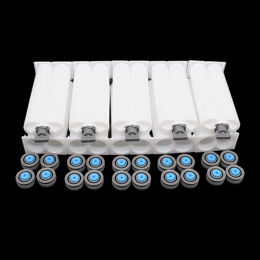 

10pcs Empty Dual-Barrel Cartridges 50ml 1:1 Adhesives AB Glue Tube with Sealing Pistons for 50ml AB Epoxy Glue Guns Caulking Gun