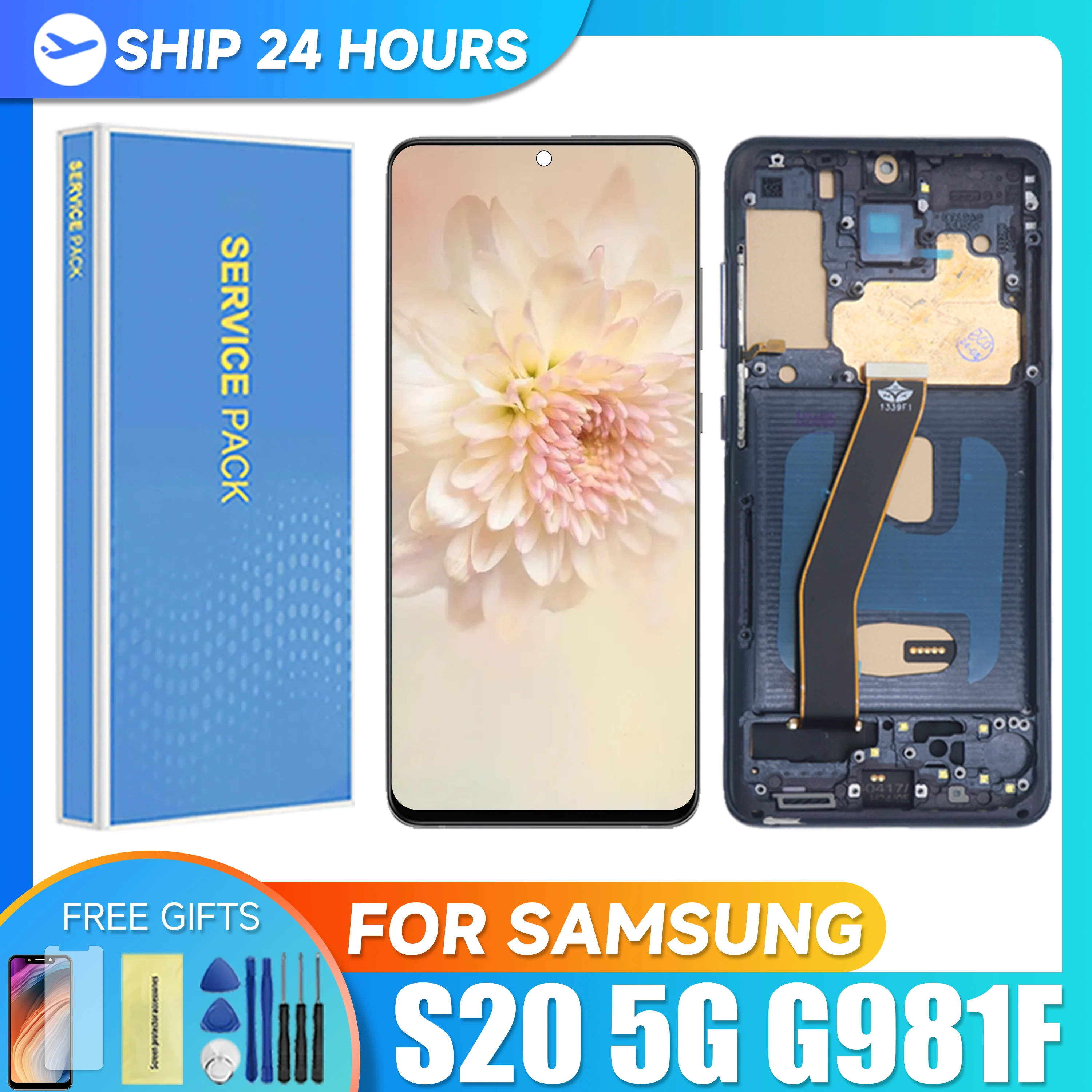 TFT S20 4G Screen For Samsung Galaxy S20 5G LCD Display G980 SM-G980F/DS Touch Panel Digitizer Assembly Replacement with Frame