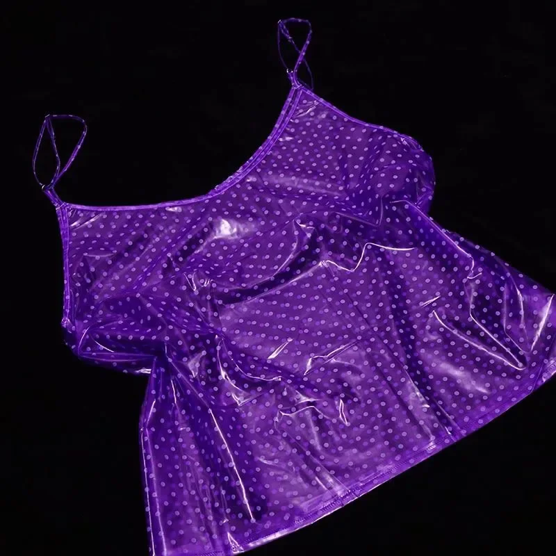 Abdl sexy transparente pvc plástico camisola colete calcinha conjunto macio brilho silencioso regata à prova dwaterproof água casal cuecas eróticas clubwear