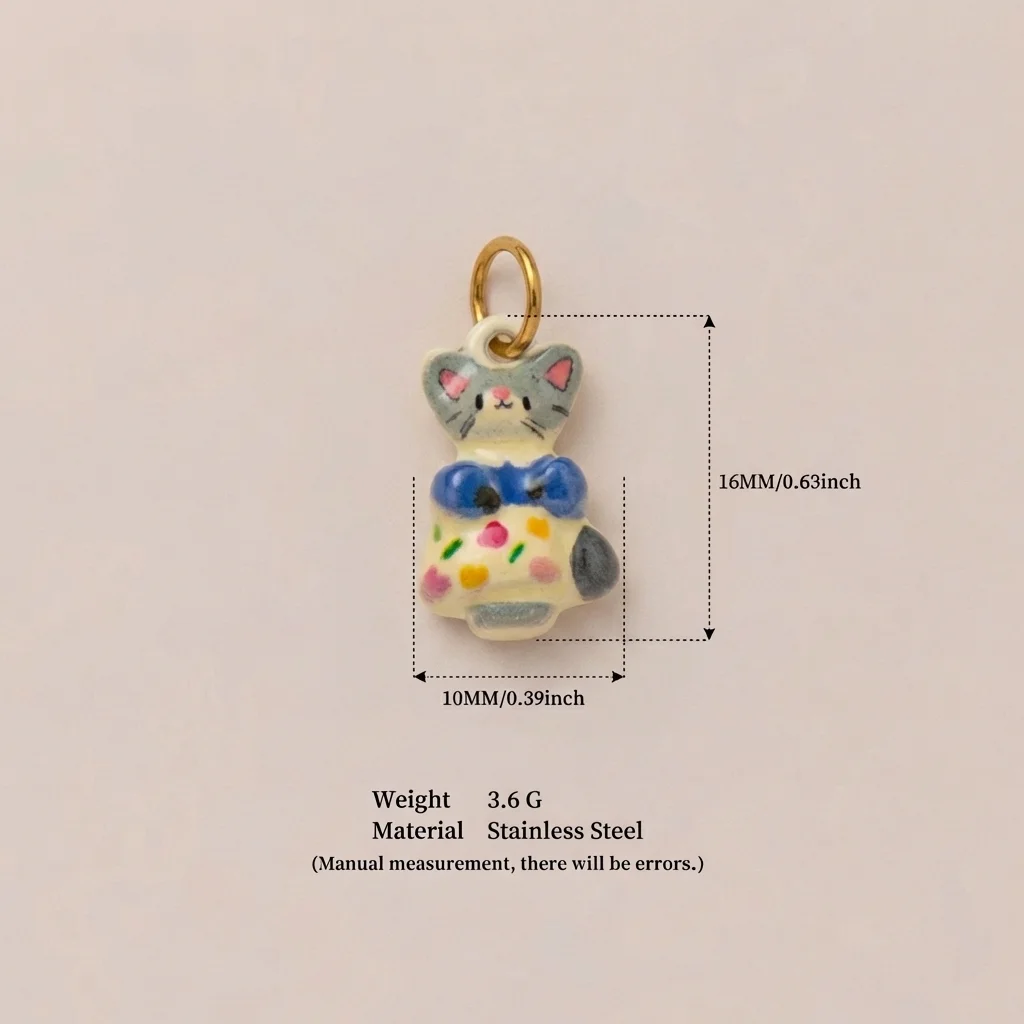 Einfache und niedliche, beliebte Fuchs- und Maus-Anhänger aus 316er Edelstahl, wasserdicht, farbbeständig, zum Selbermachen für Schmuck. – Detail 5