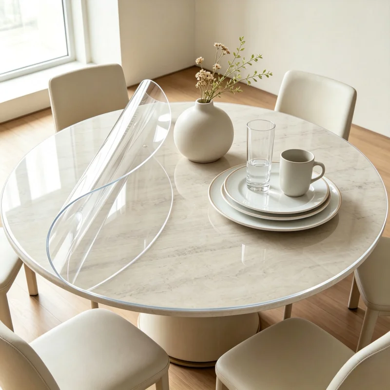 1pc Clear Round Tablecloth 120cm PVC Table Mat 110cm Waterproof Desk Protector 100cm Circle Cover Film 0.7mm Oilproof Dining Pad