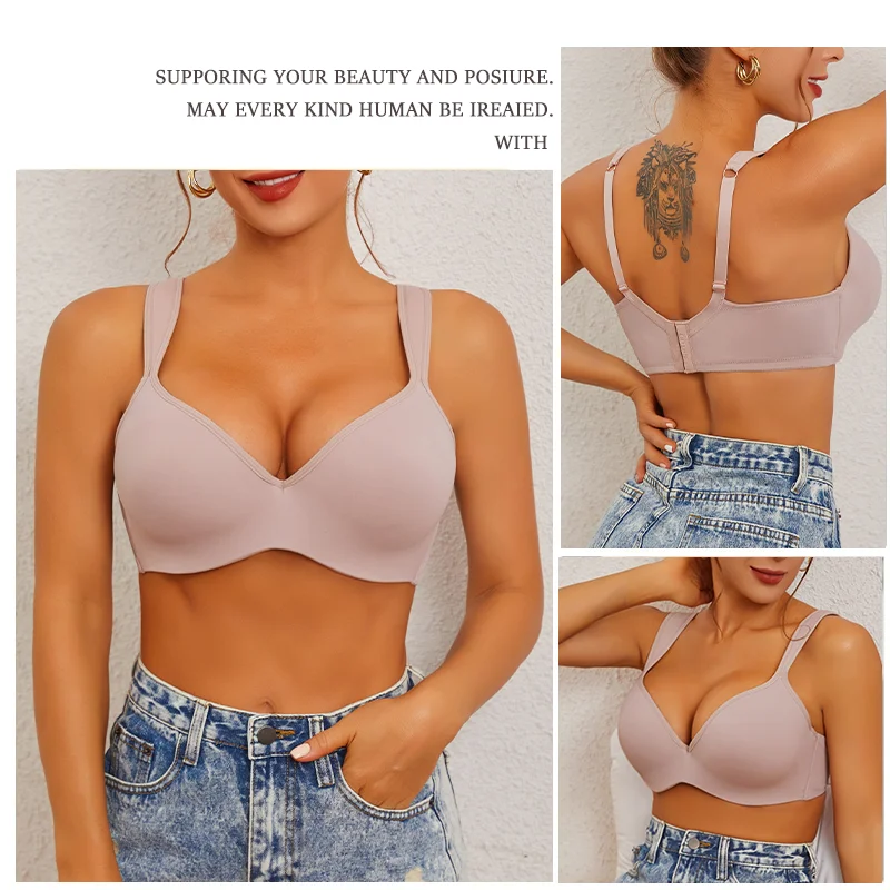 Push Up Bra For Women Plus SIze Breast Female Sexy Lingerie Solid Color Seamless Tube Top Bras Beauty Back Underwear Gather