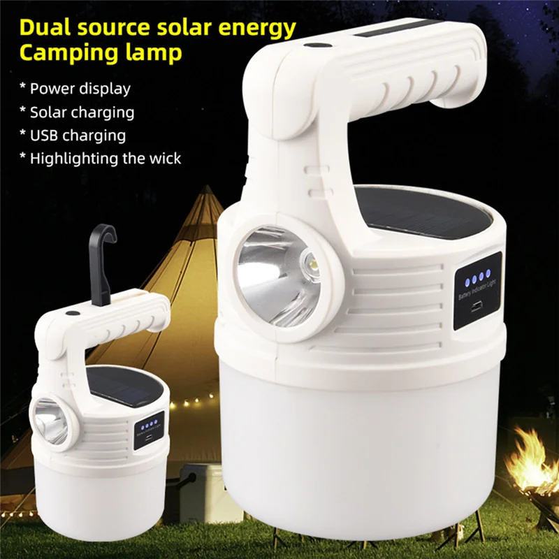 

Solar Camping Light USB Rechargeable Bulb Outdoor Waterproof Tent Lamp Portable Lanterns Emergency Lights for BBQ Hiking