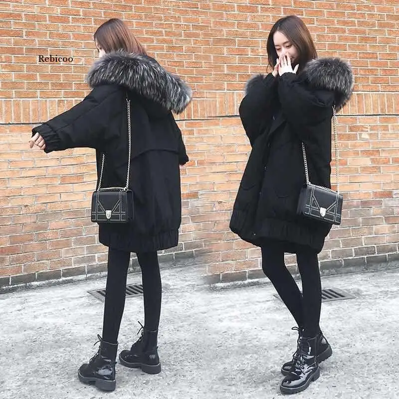 2021 NEW Winter Jacket Female Large Size Loose Black Down Cotton Pregnant Woman Coats Women Cotton Quilted Parkas Overcoat