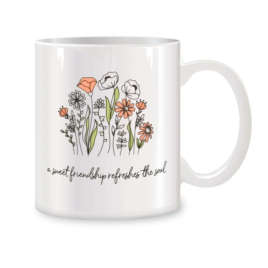 

Sage Green Floral Mugs For Friends with Bible Verse Christmas Birthday Novelty Coffee Ceramic Tea Cups White 11 oz