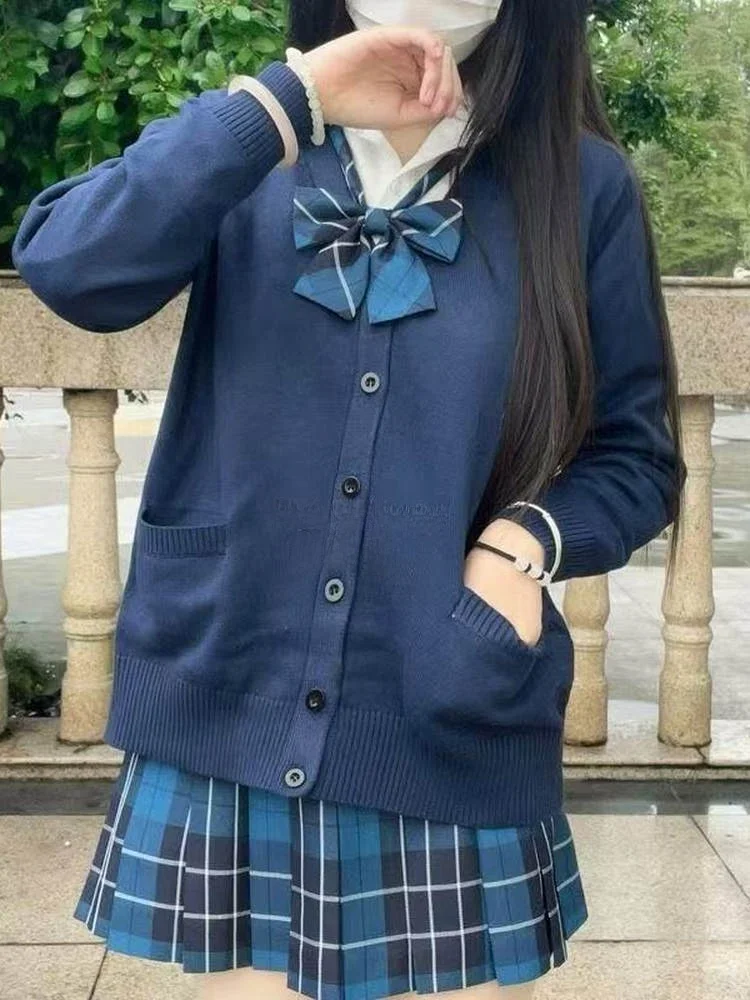 

Оригинальный японский Sle JK orm Осенне-зимний клетчатый комплект с юбкой Long Sve Вязаный кардиган irt Jk Школьная верхняя одежда