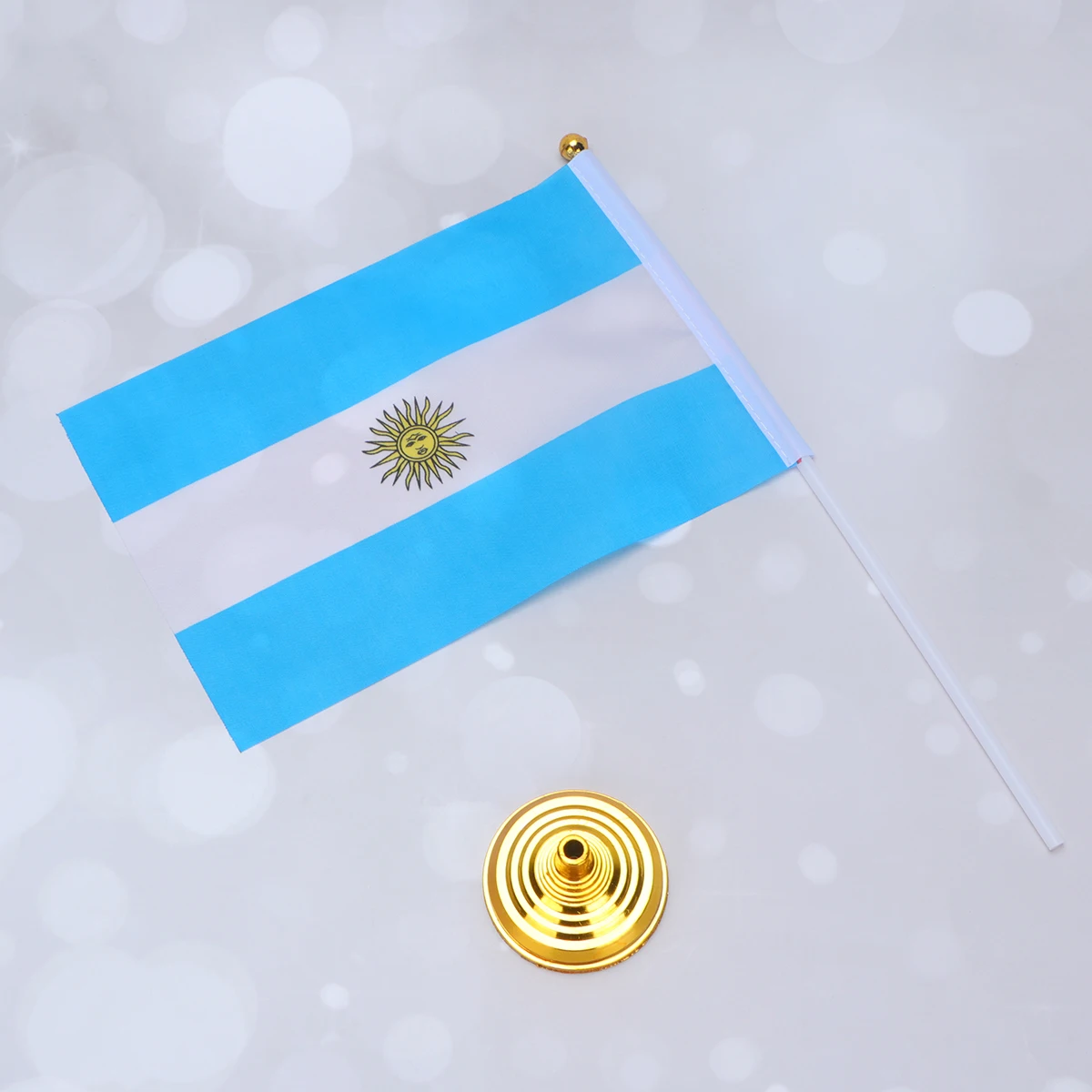 

12pcs Flag Decor Tabletop Flag Polyester Plastic Base Tabletop Banner Mini Office Home Party Festivals