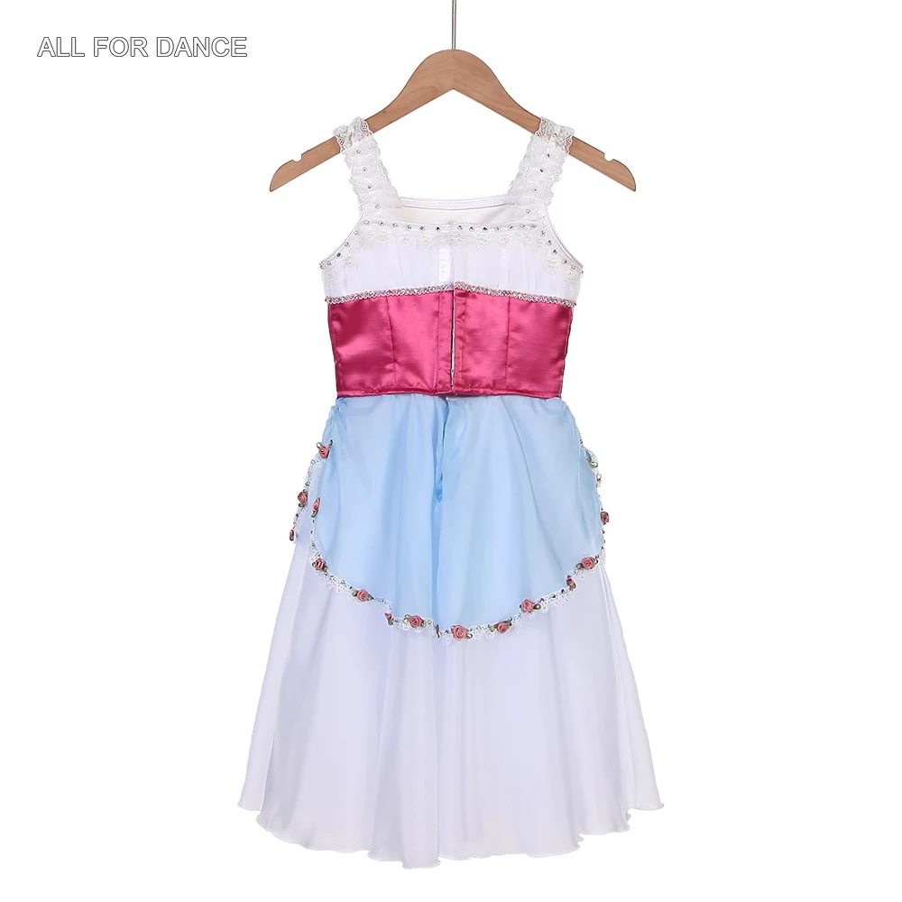 B25017 White&Deep Pink&Blue Professional Ballet Tutus Long Romantic Ballet Tutu for La Fille mal gardée Variation