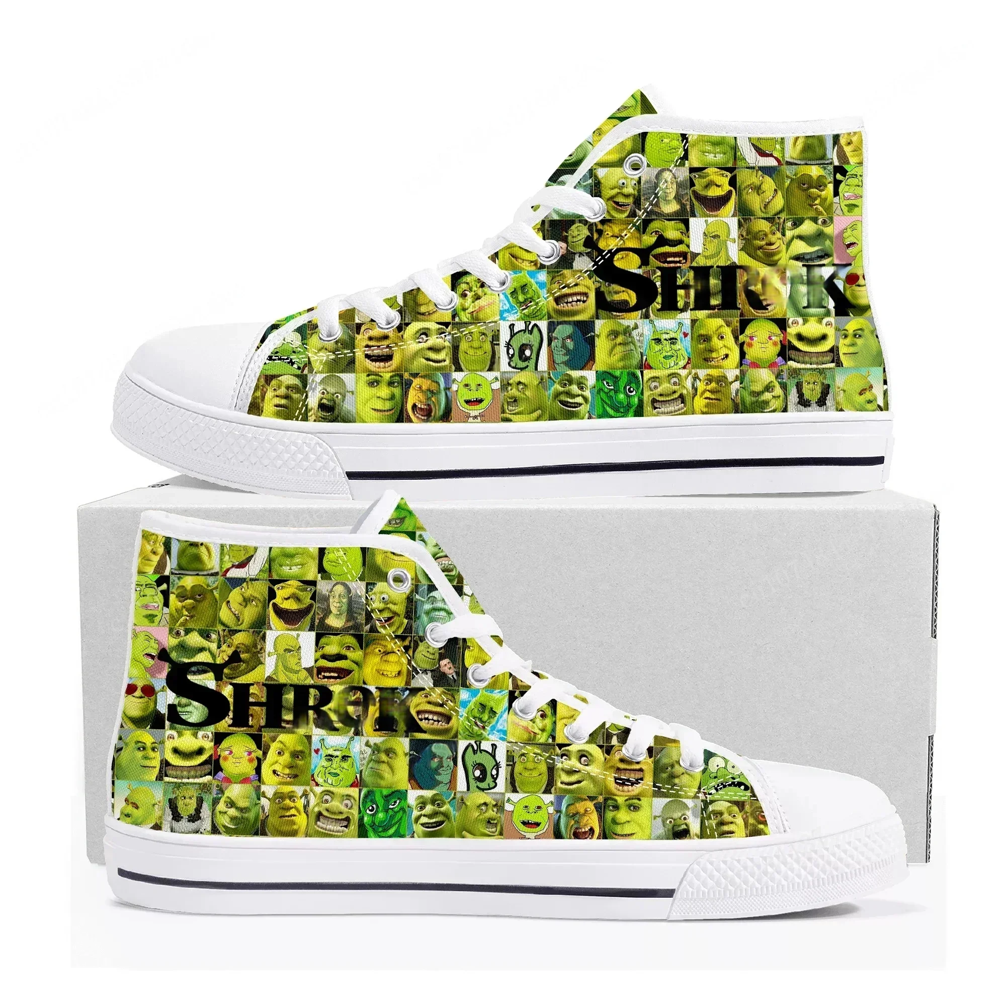 S-Shrek High Top Sneakers Mens Womens High Quality Canvas Sneaker Anime Cartoon Comics Manga Couple Customized Shoes