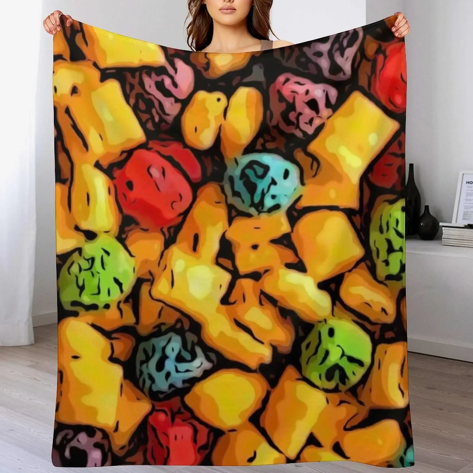 Manta con patrón de cereales Crunch del capitán, tela de franela, cama de felpa, mantas más suaves