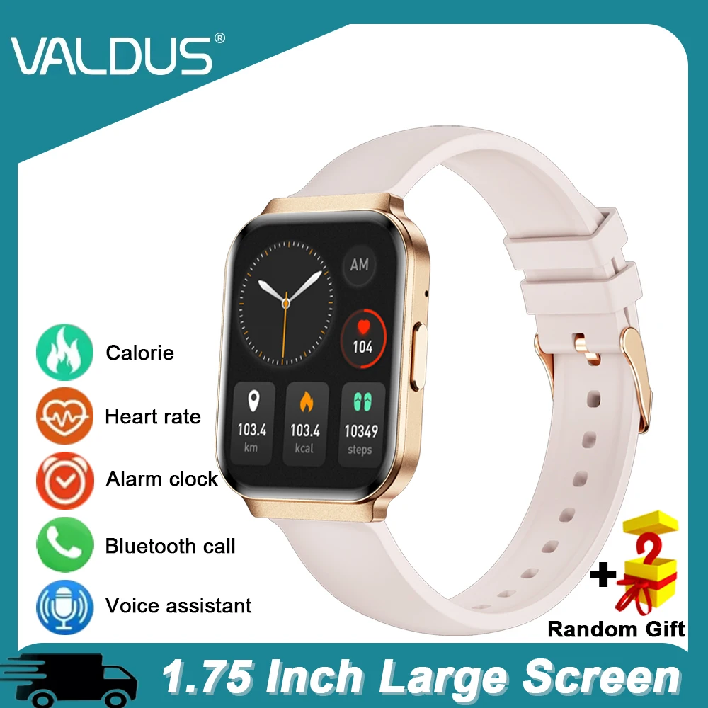 

VALDUS 2025 Новые умные часы VS18 для мужчин и женщин, Bluetooth-вызов, пульсометр, голосовой помощник, спортивные совместимые умные часы с Android IOS