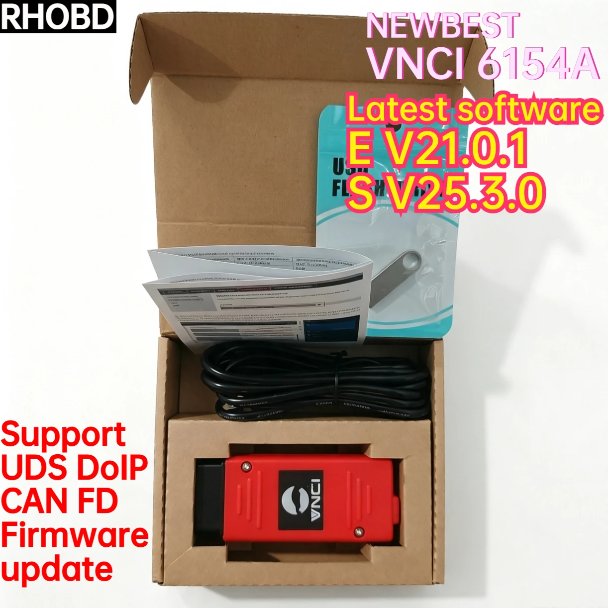 latest VNCI 6154 S V25.3 E V21 for VAGVASODIS Original Driver Cover Support UDS DoIP and CAN FD Protocol Functions OBD2 Scanner