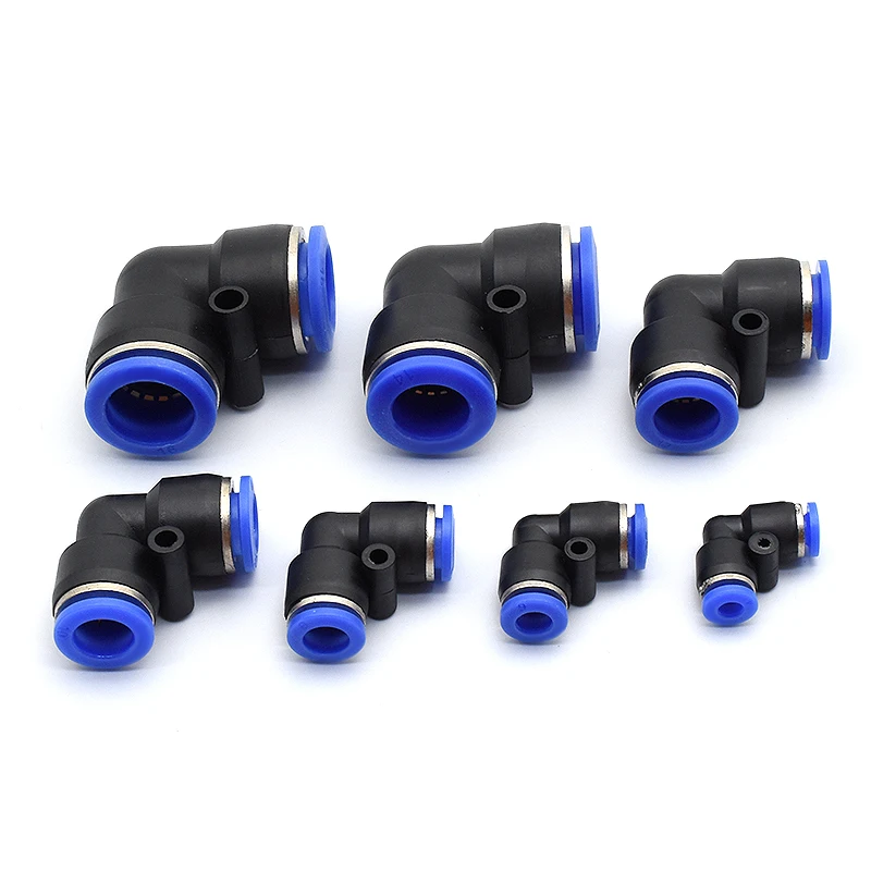 PV Degree Elbow Pneumatic Quick Fitting Plastic 4mm 6mm 8mm 10mm Air Parts Pipe Push In Water Quick Connector Slip Lock 2 Way