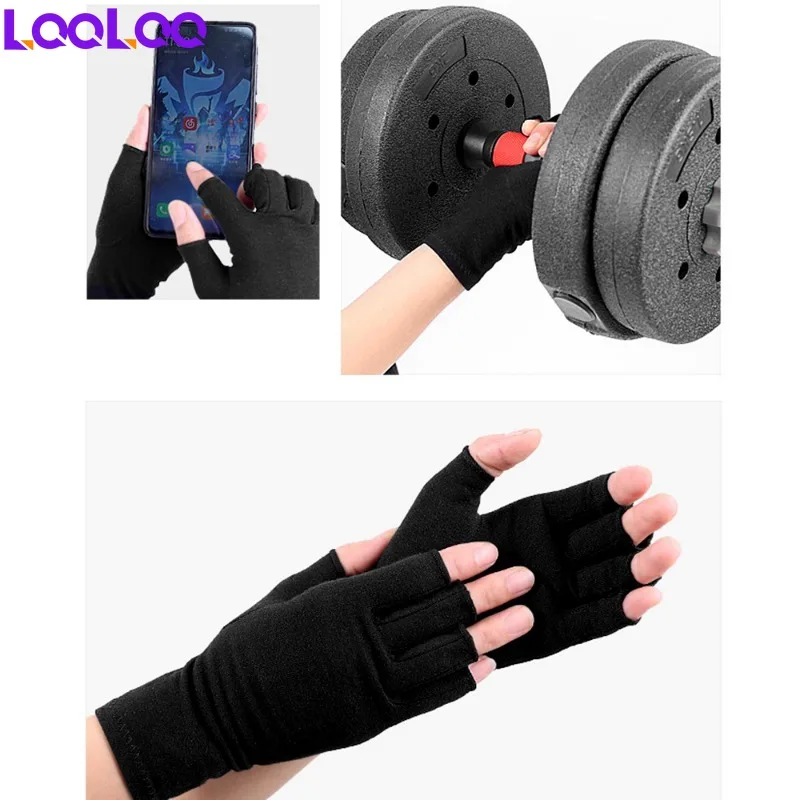 1Pair Arthritis Gloves Women Men for Basketball Football Volleyball, Fingerless Hand Thumb Compression Gloves for Pain Relief