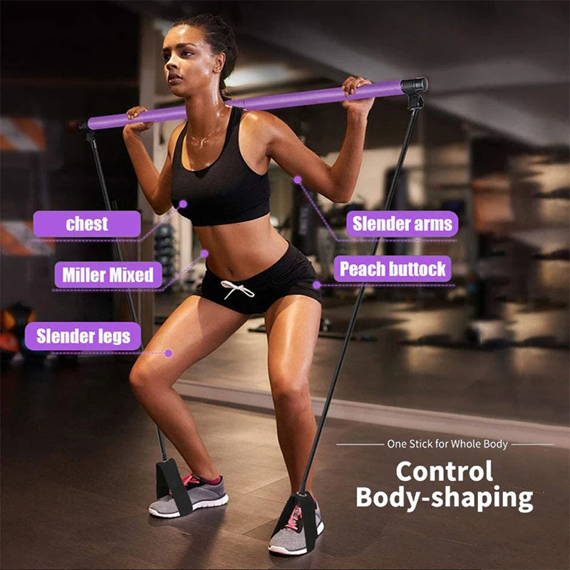 Barra de Fitness para Yoga y Pilates, bandas de resistencia para Crossfit, entrenador de Yoga, varillas de tracción, cuerda portátil para gimnasio en casa, entrenamiento corporal