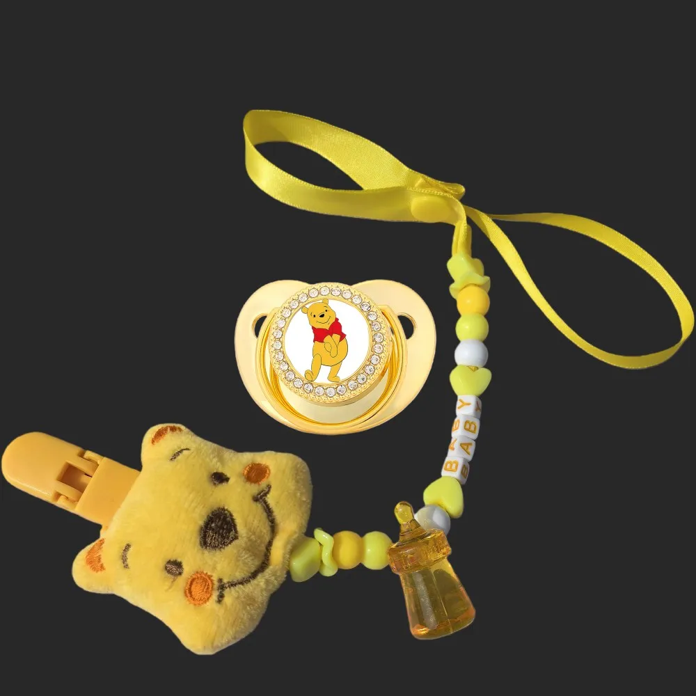 

Anime print baby nipple cute and shiny nipple clip with nipple holder and dust cover Newborn feeding set Baby chewing nipple set