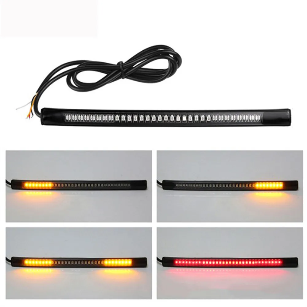 1PC Flexible 48 LED 2835 3014 SMD Motorcycle Light Bar Strip Tail Turn Signal Tail Rear Brake Stop Bulb Lamp Brake Light