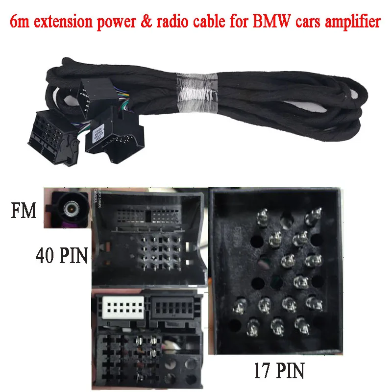 

6m extension power radio cable for BMW 3 Series E46 M3 5 series E39 X5 E53 M5 cars amplifier Wire harness