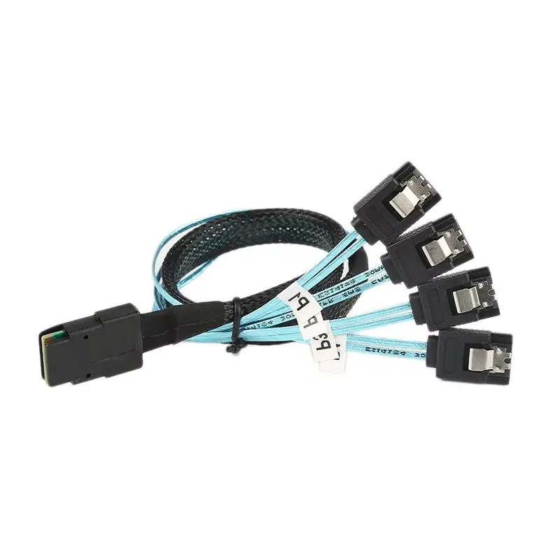 Mini-SAS SFF-8087 to 4 SATA 12Gbps Cable 50cm SAS 4i SFF8087 36P to 4 SATA 7P Hard Drive Data Storage Solution