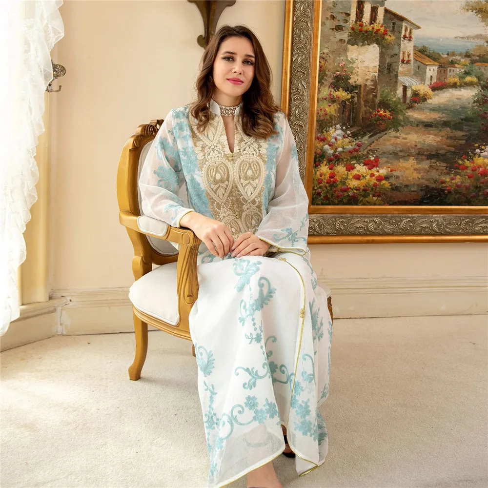 

Luxury Embroidered Abaya for Women Moroccan Kaftan Turkey Arabic Jalabiya Islam Robe Ramadan Eid Muslim Dress Kebaya Vestidos
