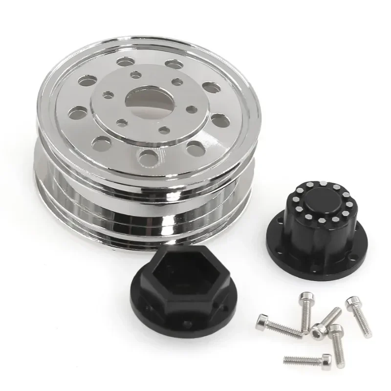 1/14 RC Rubber Tires High Grip Aluminum Alloy Wheels Rims Unpowered Hubs for Tamiya Truck Trailer,1/14 Scale Remote Control C