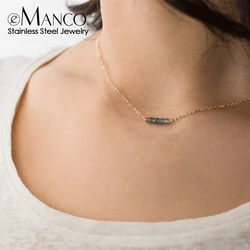 e-Manco Fashion Crystal Pendant Necklace Women's Multi-Layered Stainless Steel Necklace Women's Charm Necklace