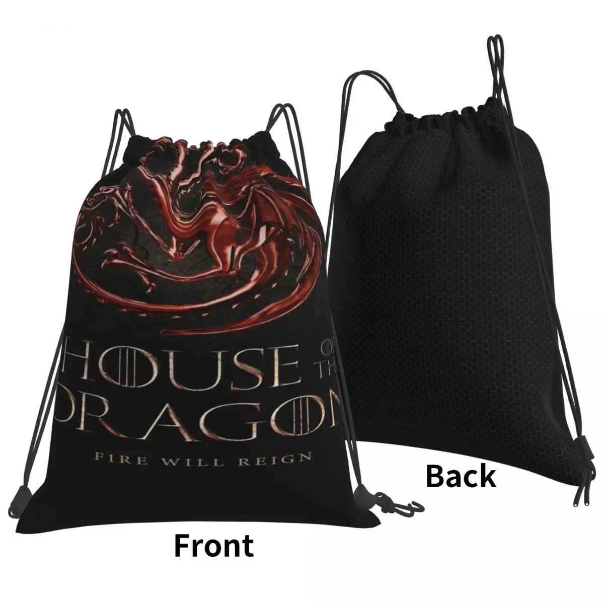 Custom Pattern Logo Drawstring Bag H-House -dragon Travel Backpack Student Storage Bag School Bag  ꦫ