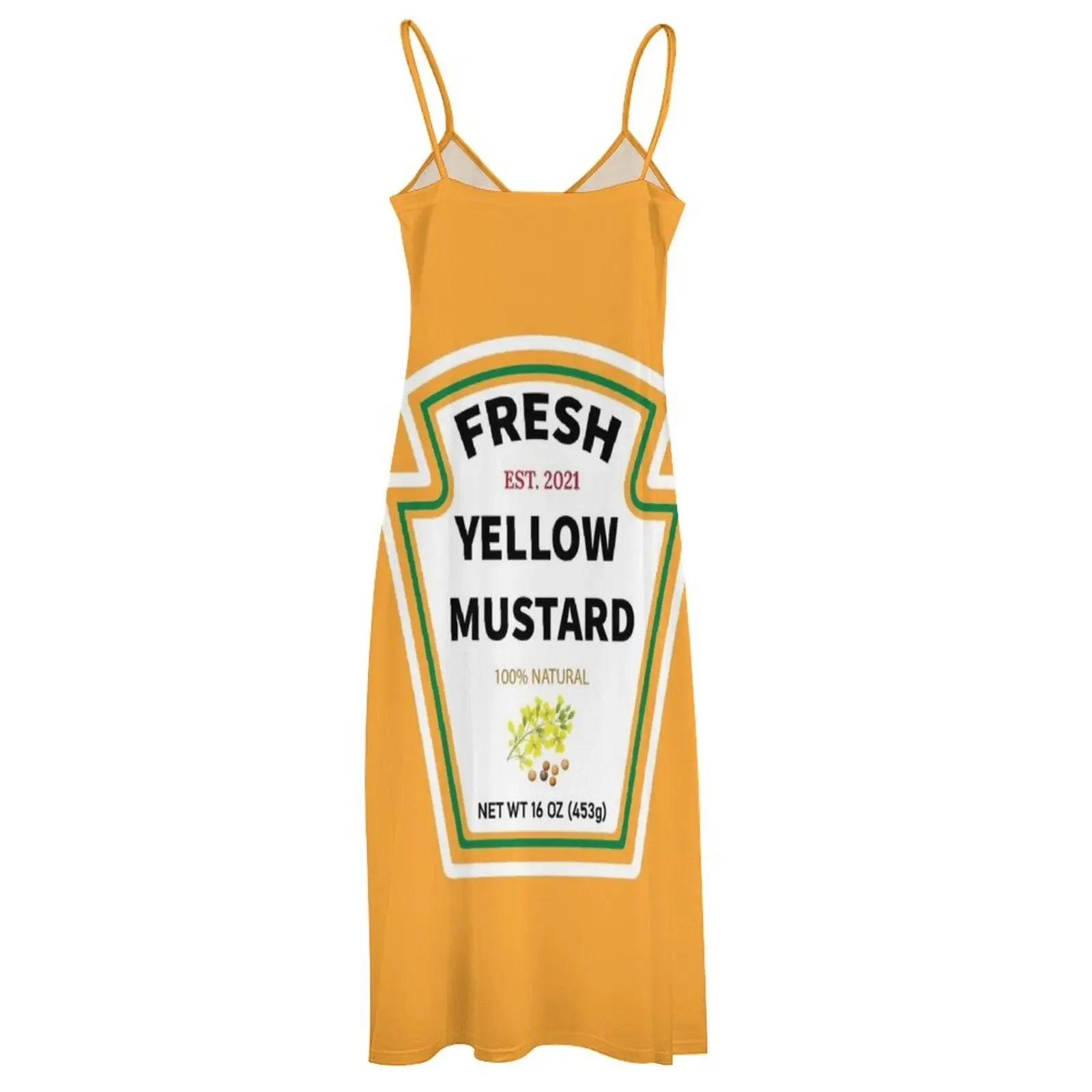 Vestido mostarda sem mangas para mulheres, traje amarelo de Halloween, vestido fresco, estilo coreano, vestidos de verão