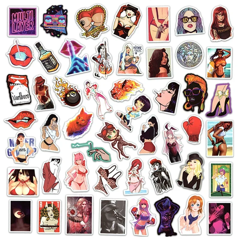 50 Stuks Sexy Meisje Graffiti Persoonlijkheid Trendy Spelen Waterdichte Auto Sticker