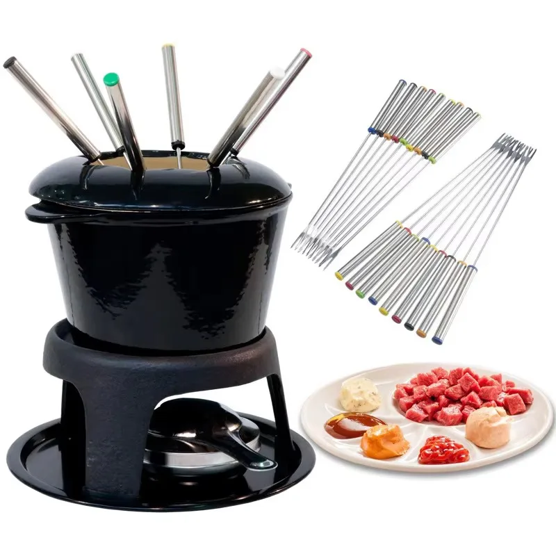 6pcs Long Stainless Steel Fondue Skewers Color Coded Handle Fork for Kitchen Chocolate Cheese Party Supplies