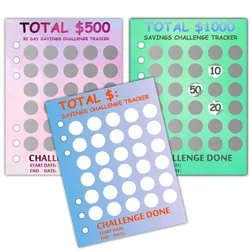 Scratch Off Money Saving Challenge Binder Trackers for 6 Ring A5 Binders 4Pcs