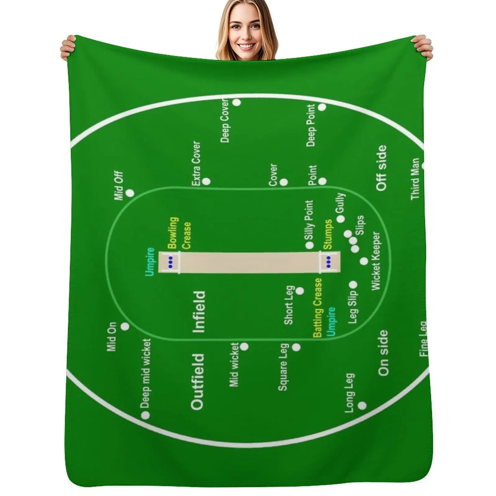 

Cricket Pitch Layout Throw Blanket Summer Cool Breathable Blanket for Sleeping