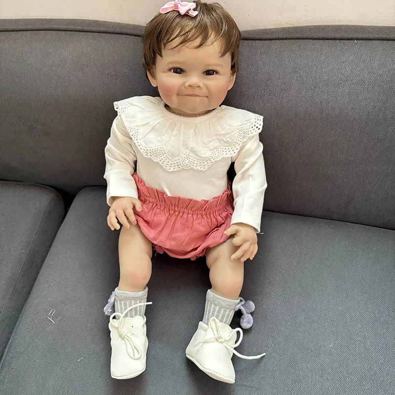 60CM 완성된 리본 베이비돌 라야 사랑스러운 유아 여아 소프트 바디 컬렉션 아트돌 (가시적인 정맥 포함) 보네카스 리본
